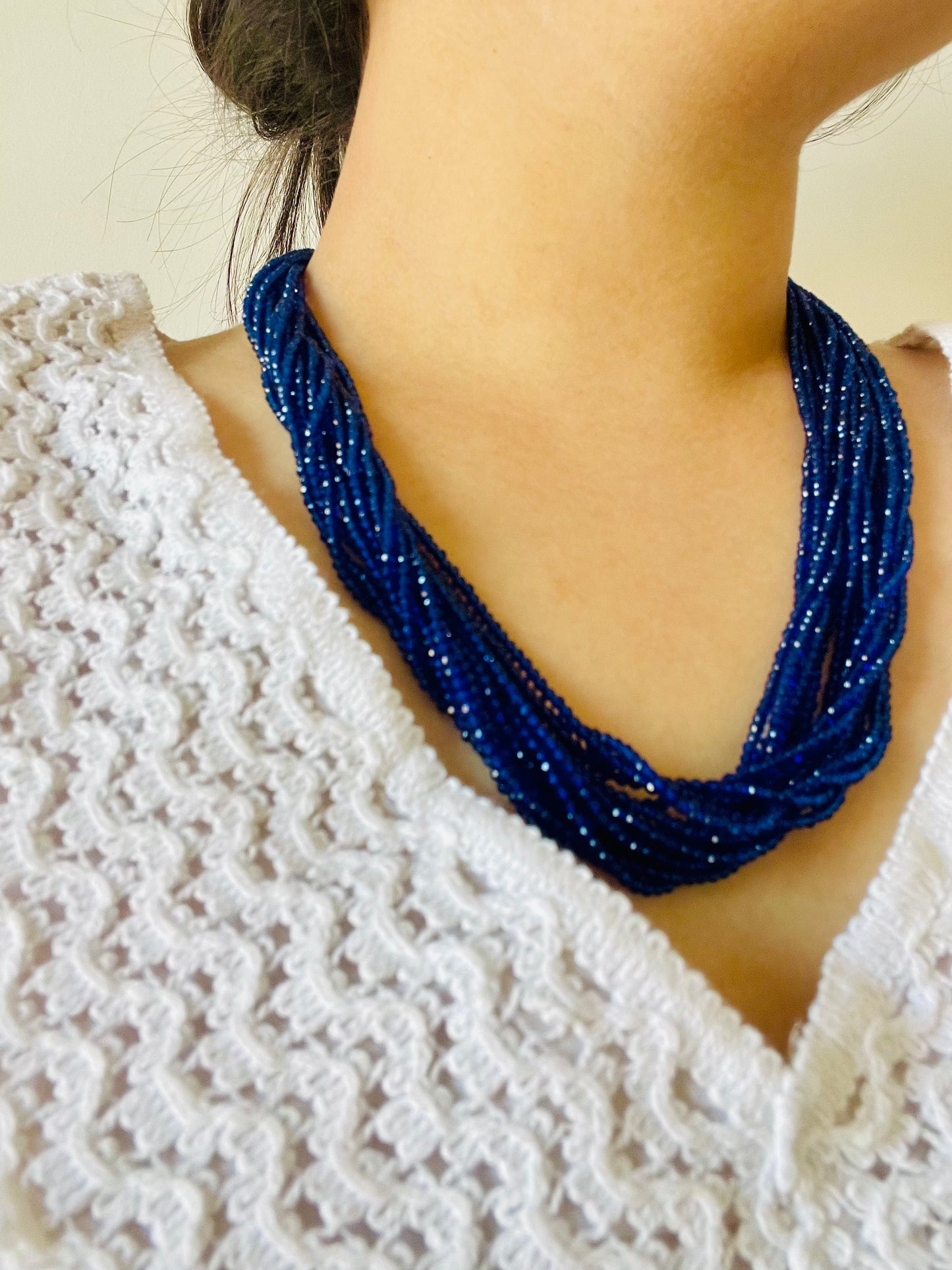 Cascade Glow Necklace – In Crimson & Azure
